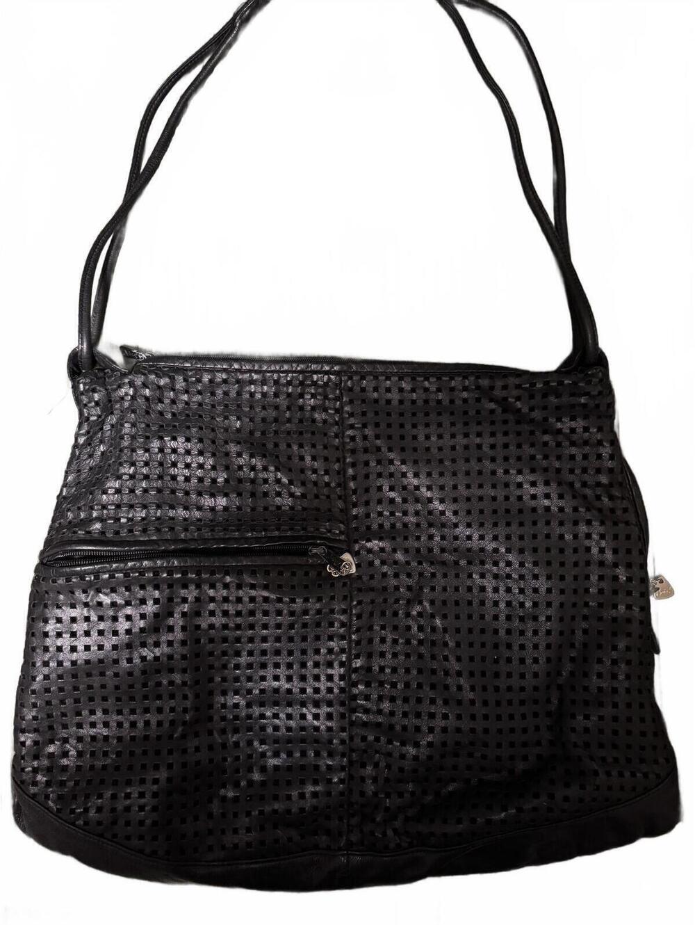 Brio! Perforated Square Leather Slouchy Shoulder Bag